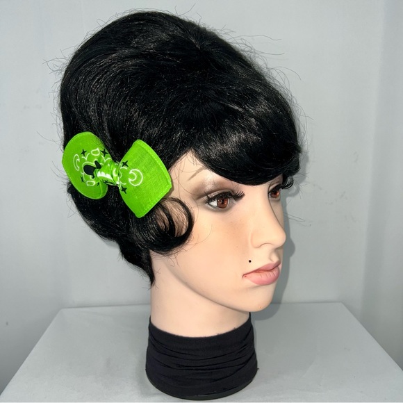 Lime Green Paisley Rockabilly Bandana Knotted Hair Bow - Picture 3 of 11